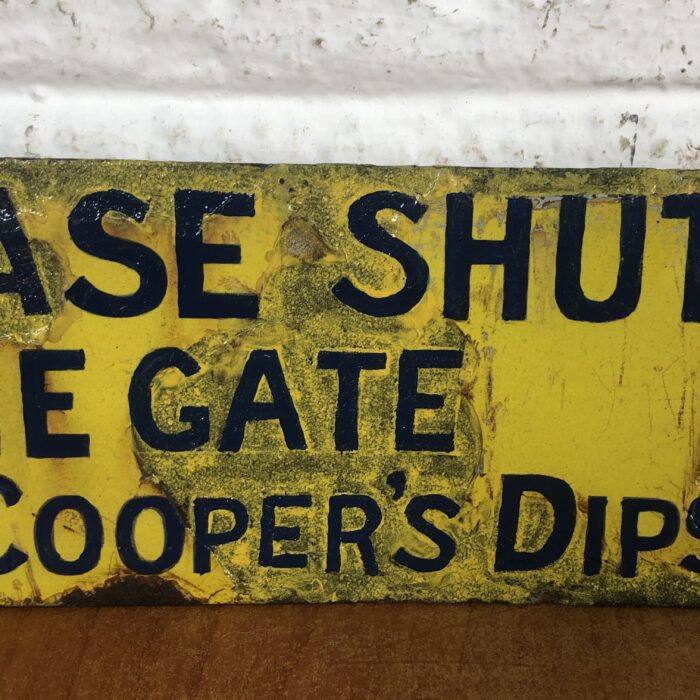 Vintage "Please Shut The Gate and Use Cooper's Dip" Enamel Sign - Image 5