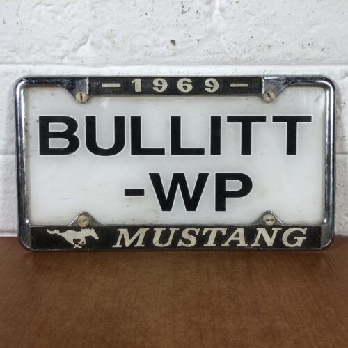 Vintage 1969 Ford Mustang Bullitt Number Plate with Frame