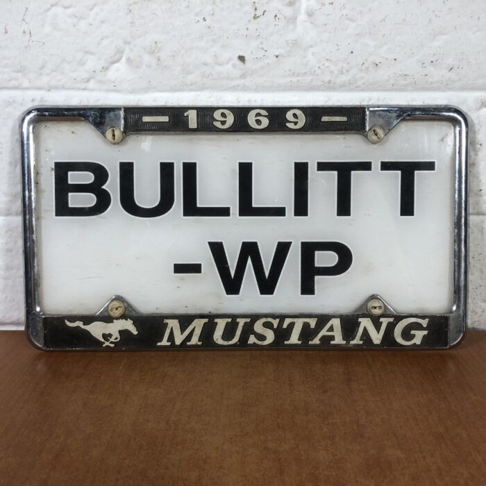 Vintage 1969 Ford Mustang Bullitt Number Plate with Frame