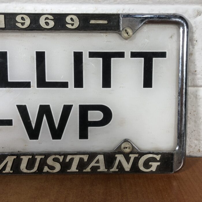 Vintage 1969 Ford Mustang Bullitt Number Plate with Frame - Image 3
