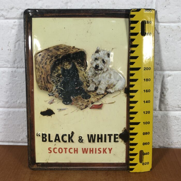 Vintage Embossed Black & White Scotch Whisky Sign - Image 5