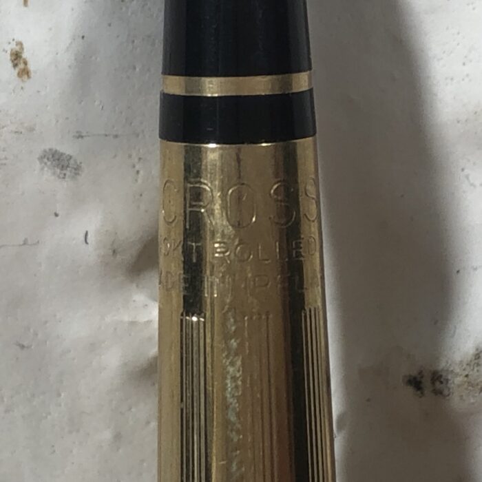Vintage Cross 1/20 10K Rolled Gold Pen & Mechanical Pencil Set with Marble Desktop Stand - Image 2