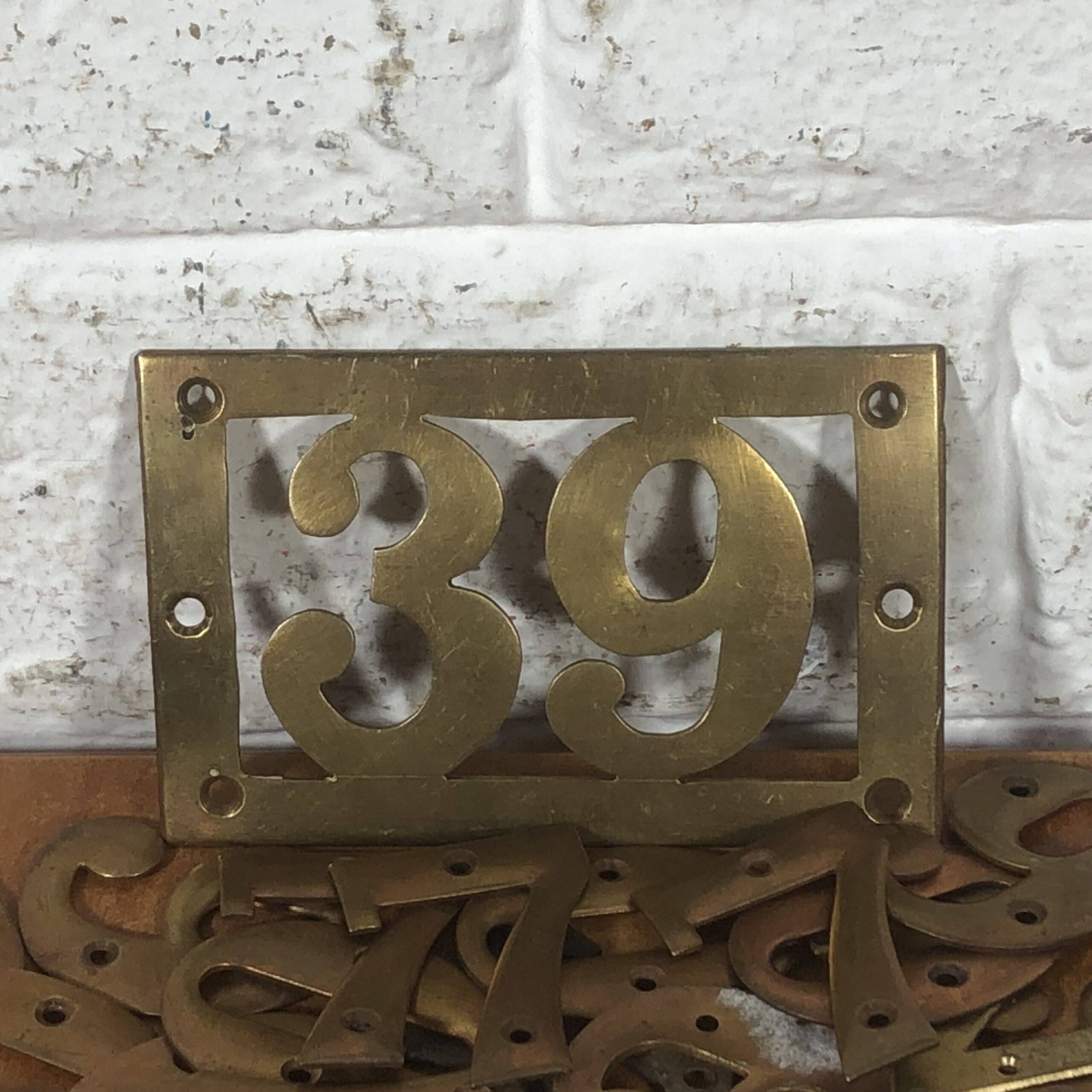 Collection of Vintage Brass House Number Signs - Image 2