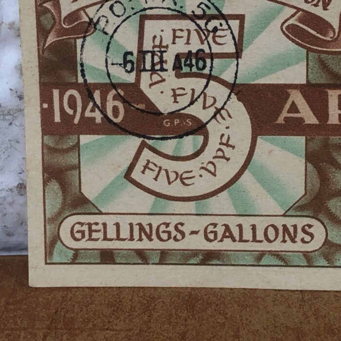 Vintage 1946 Five Gallon Petrol Coupon - Image 3