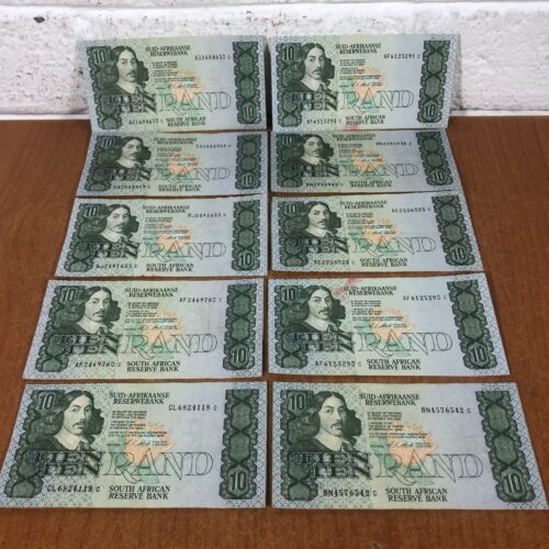 Vintage South African R10 Bank Notes
