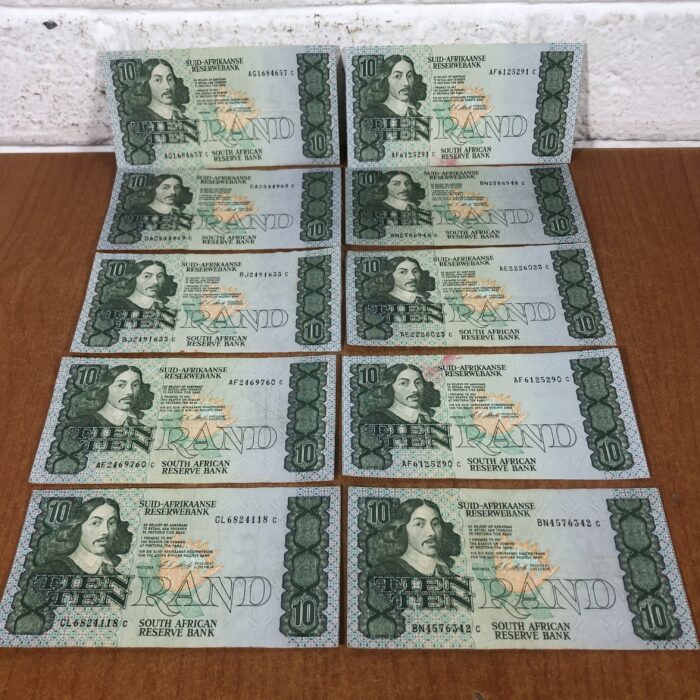 Vintage South African R10 Bank Notes