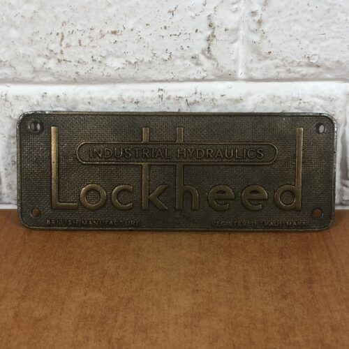 Vintage Brass 'Lockheed' Machine Name Plate