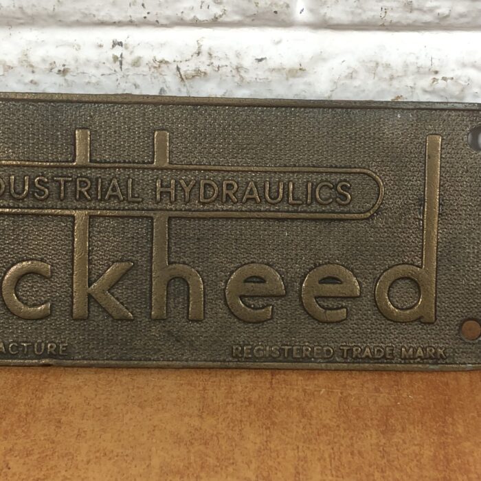 Vintage Brass 'Lockheed' Machine Name Plate - Image 3