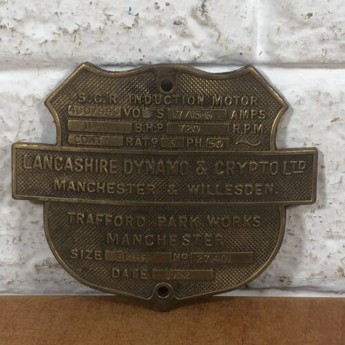 Vintage Brass Machine Name Plate