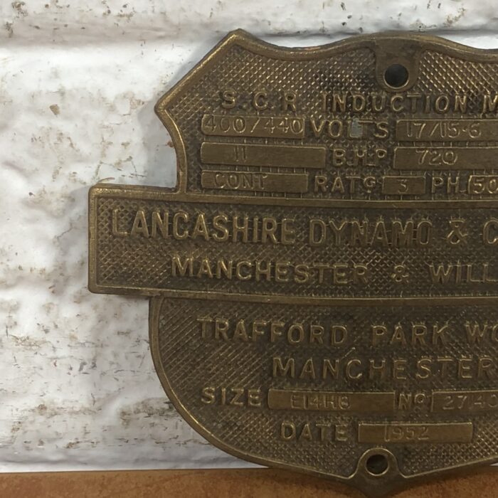 Vintage Brass Machine Name Plate - Image 2