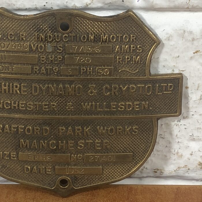 Vintage Brass Machine Name Plate - Image 4