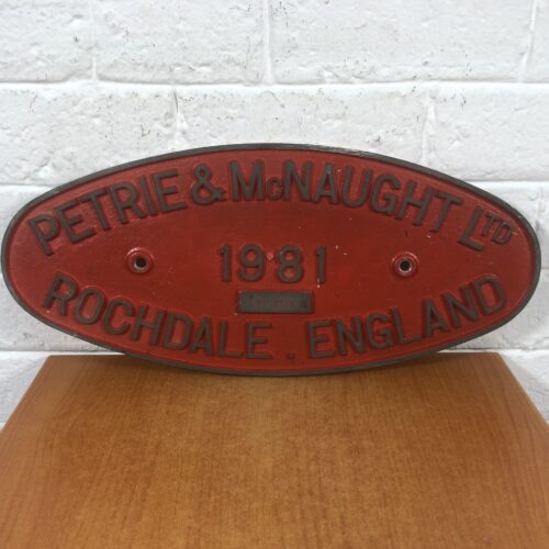 Modern 'Petrie & McNaught' Engine Plate Sign