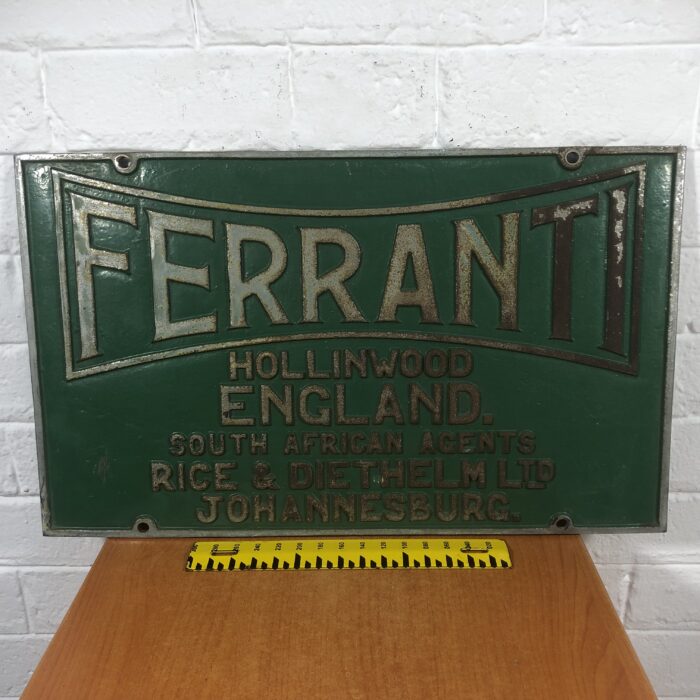 Large Vintage Cast Iron Ferranti Machine Sign - Image 9