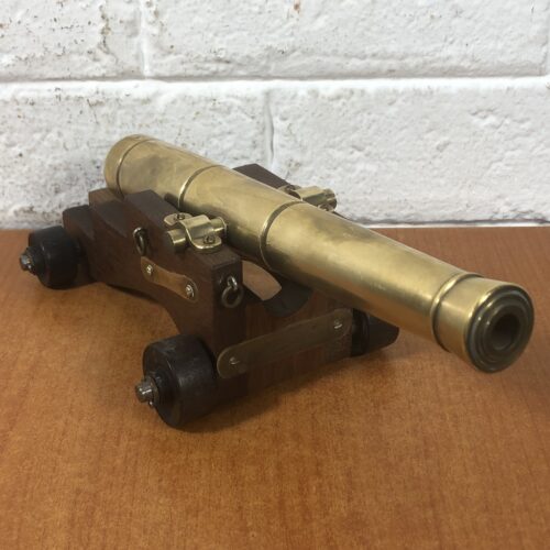 Vintage Wood & Brass Cannon Model