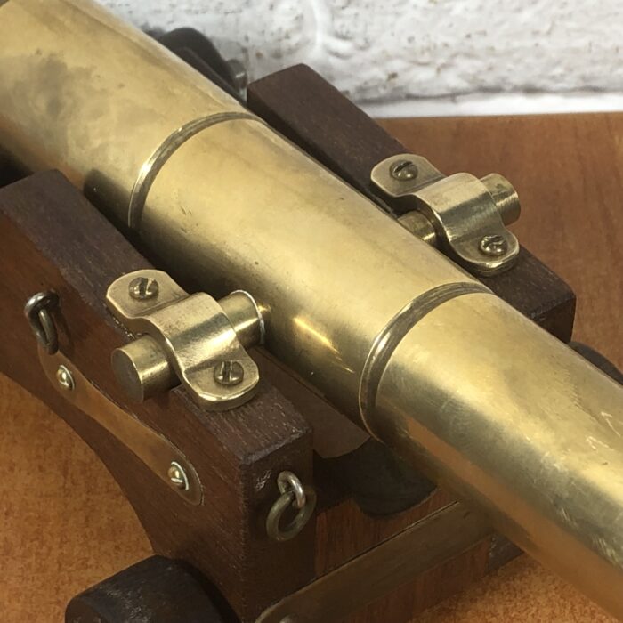Vintage Wood & Brass Cannon Model - Image 2