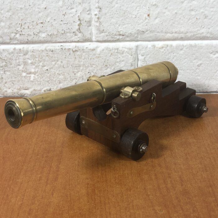 Vintage Wood & Brass Cannon Model - Image 4