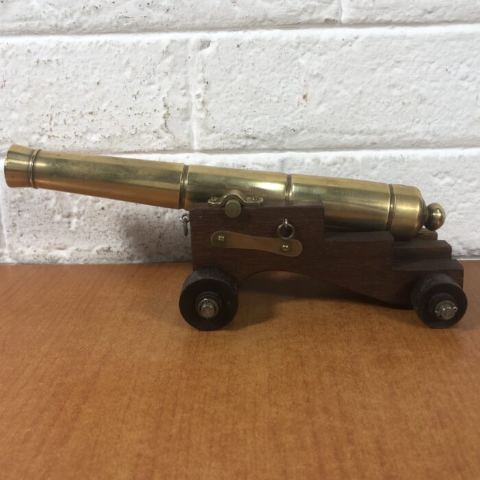 Vintage Wood & Brass Cannon Model - Image 6