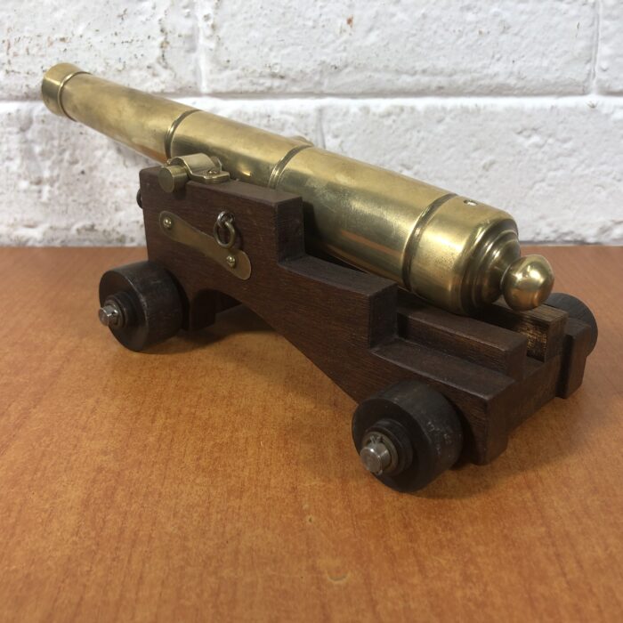 Vintage Wood & Brass Cannon Model - Image 7