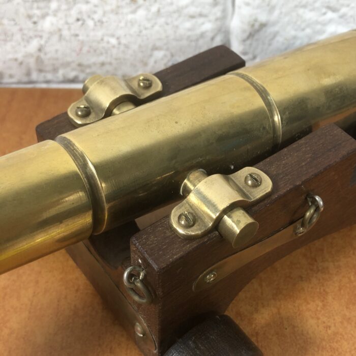 Vintage Wood & Brass Cannon Model - Image 5