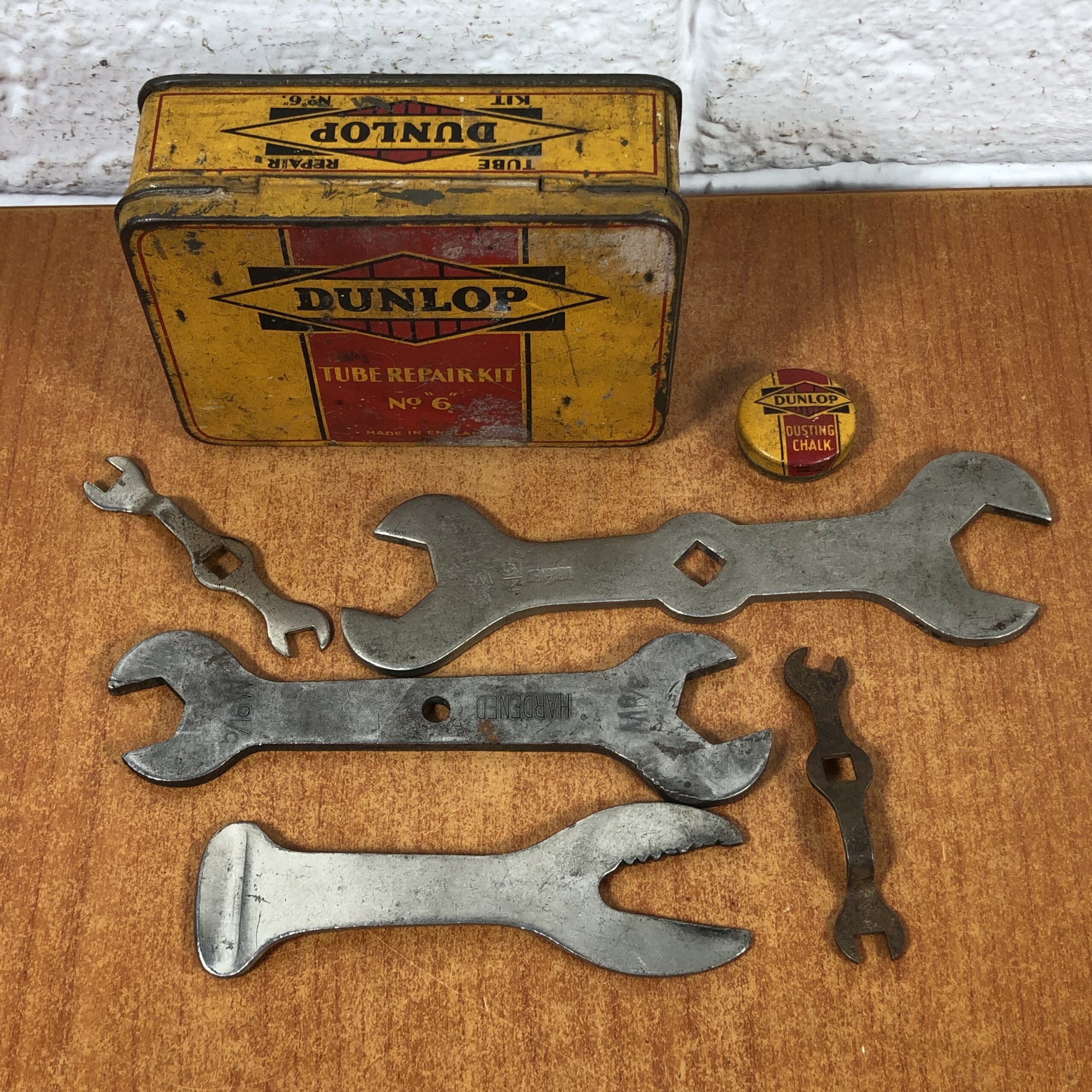 Vintage Dunlop Tyres Repair Kit Tins & Bicycle Spanners - Image 8