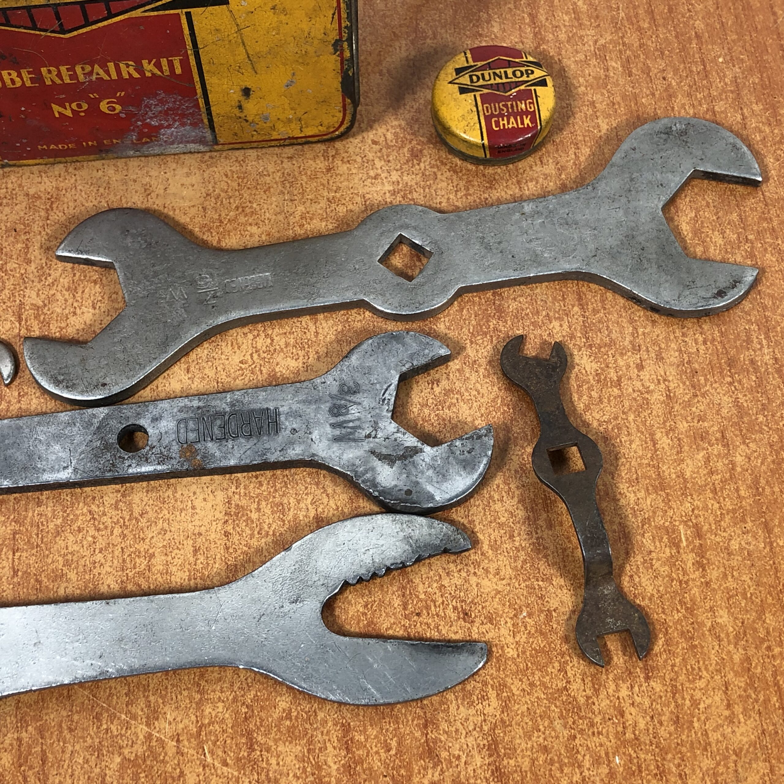 Vintage Dunlop Tyres Repair Kit Tins & Bicycle Spanners - Image 7