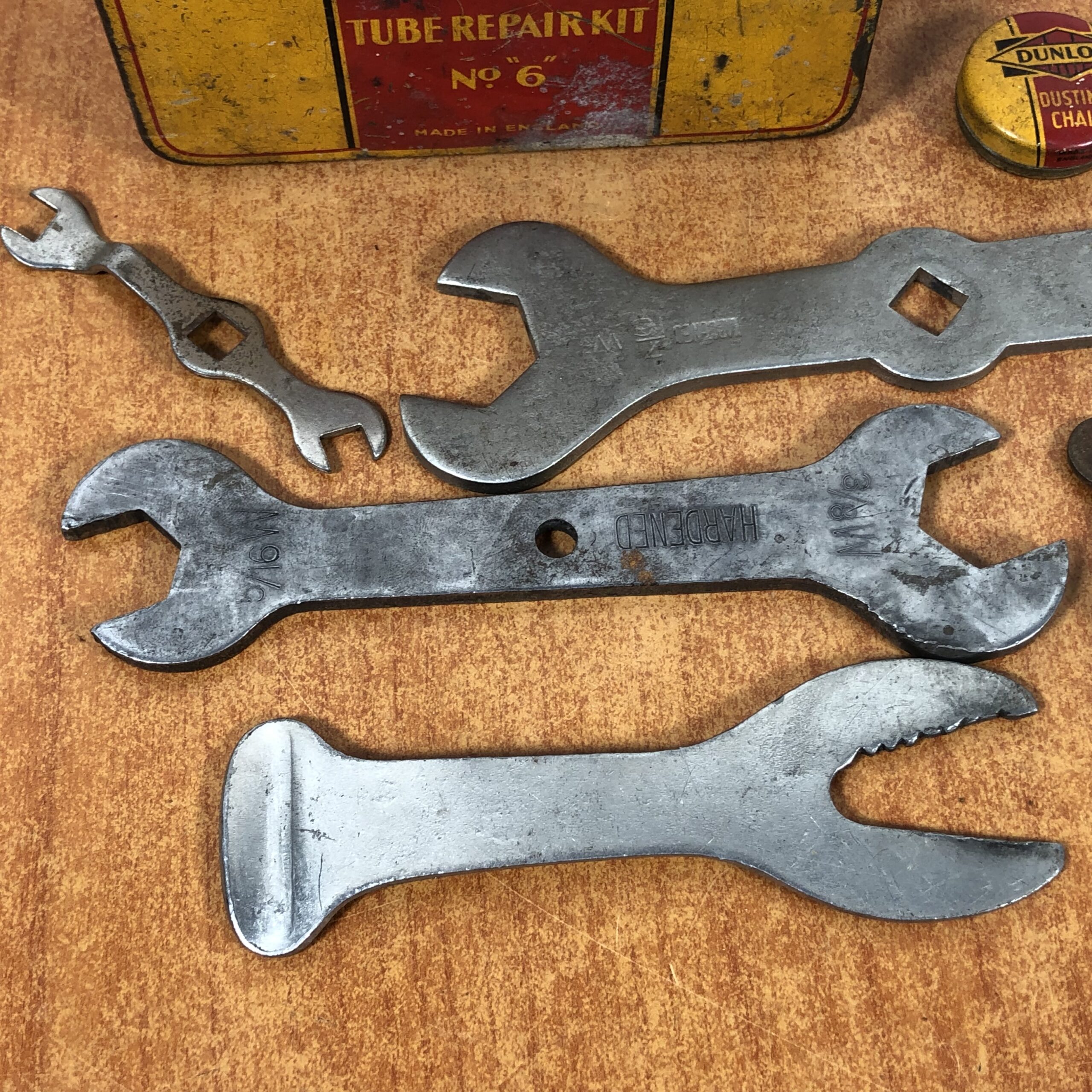 Vintage Dunlop Tyres Repair Kit Tins & Bicycle Spanners - Image 6