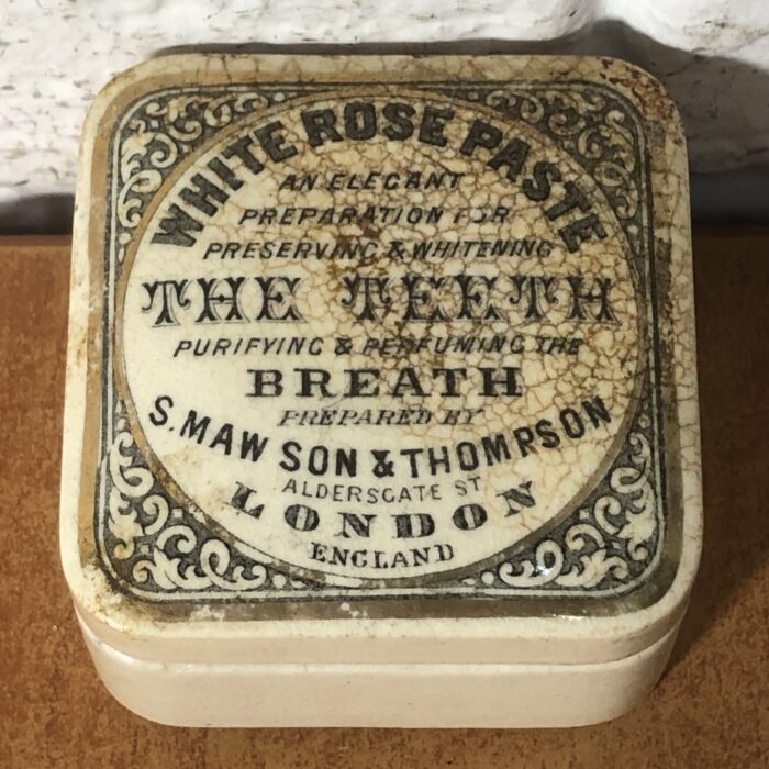 Antique Ceramic White Rose Toothpaste Pot - Image 2