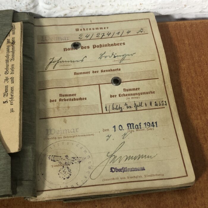 Vintage 1940s WW2 Era German 'Wehrpaß' Military Pass - Image 3
