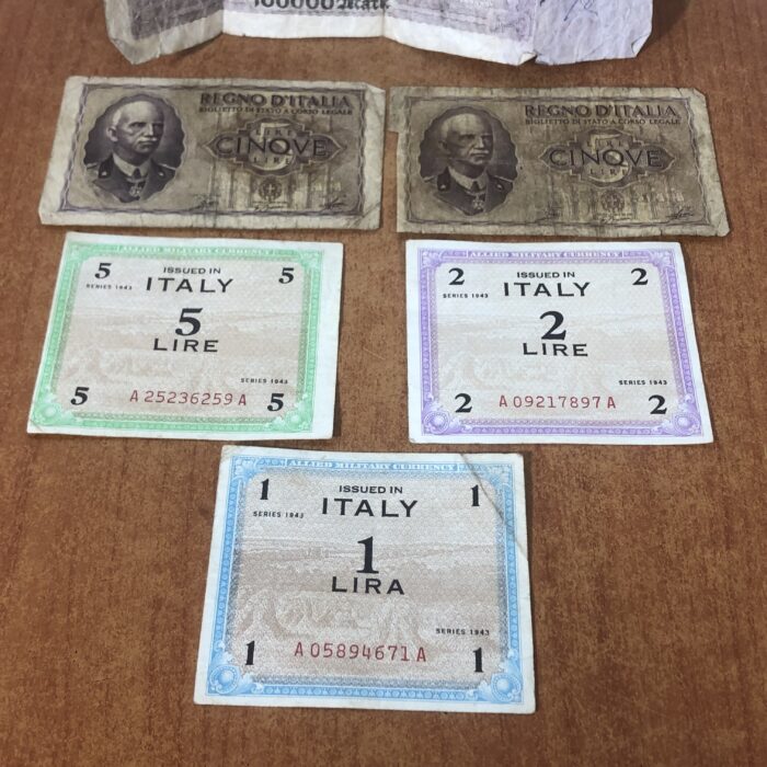 Vintage German 'Reichsbanknote' & 1940s Italian Lira Bank Notes (Allied Military Currency) - Image 4