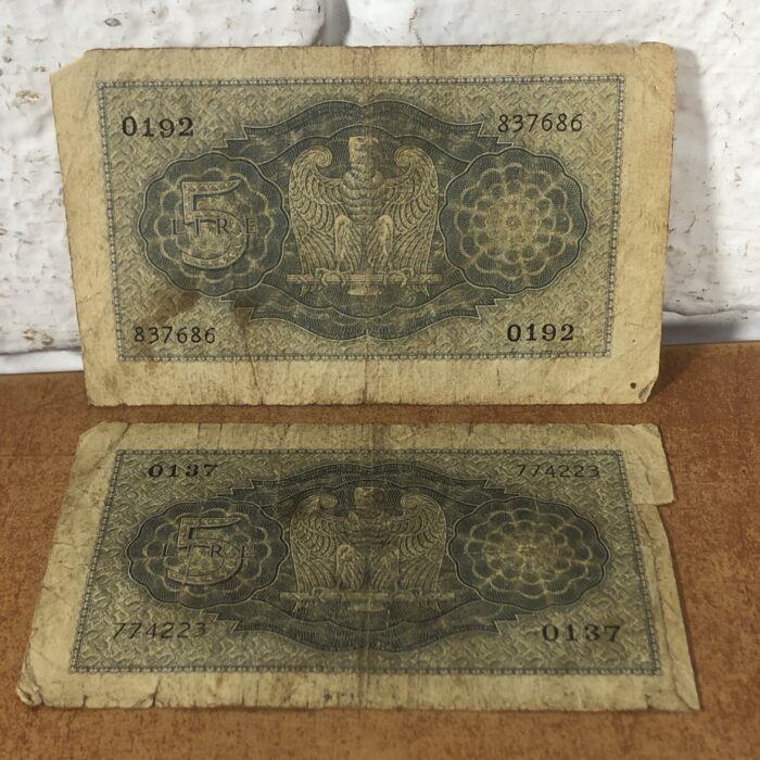 Vintage German 'Reichsbanknote' & 1940s Italian Lira Bank Notes (Allied Military Currency) - Image 6