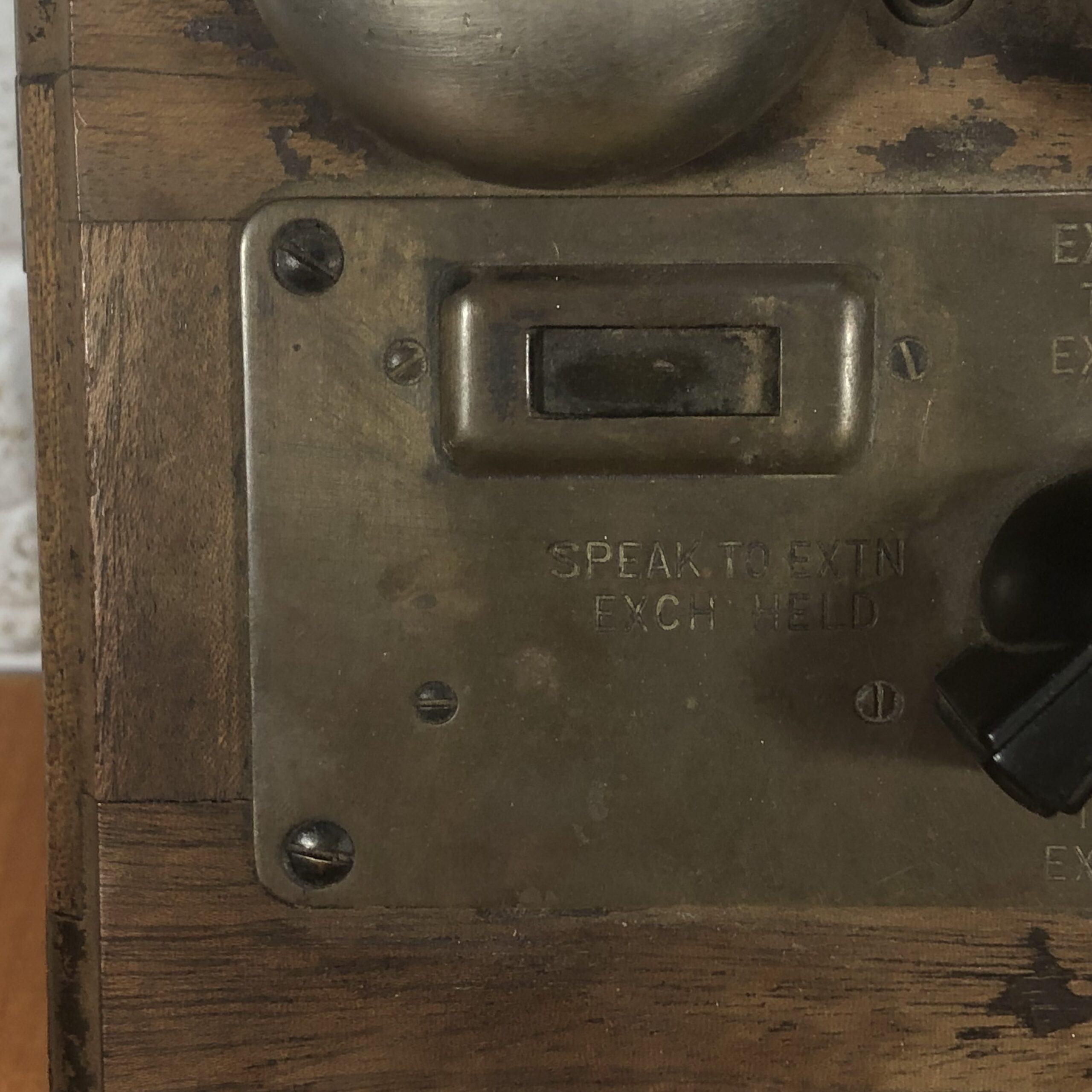 Vintage Wall-Mounted Wood and Brass Telephone - Image 4