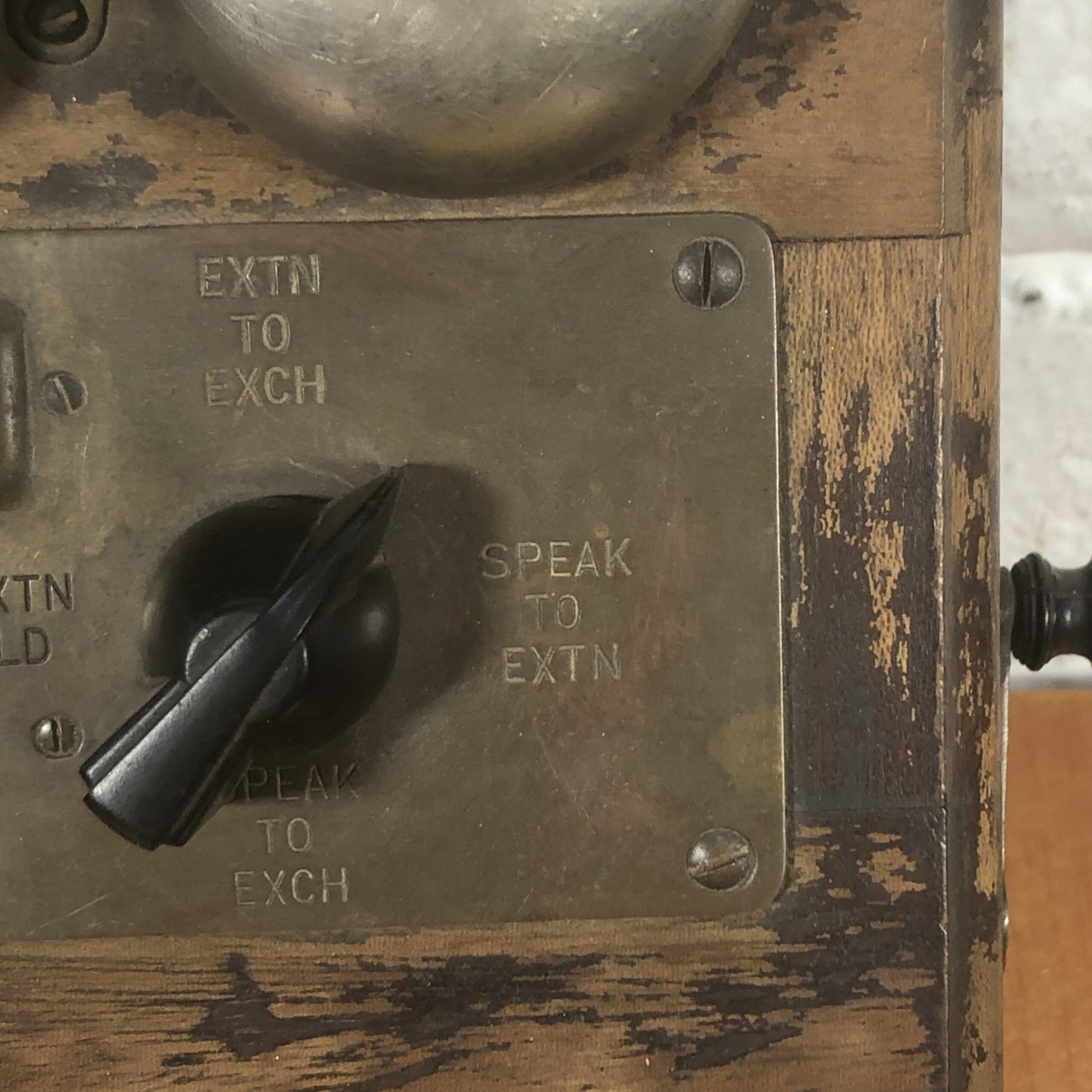 Vintage Wall-Mounted Wood and Brass Telephone - Image 5