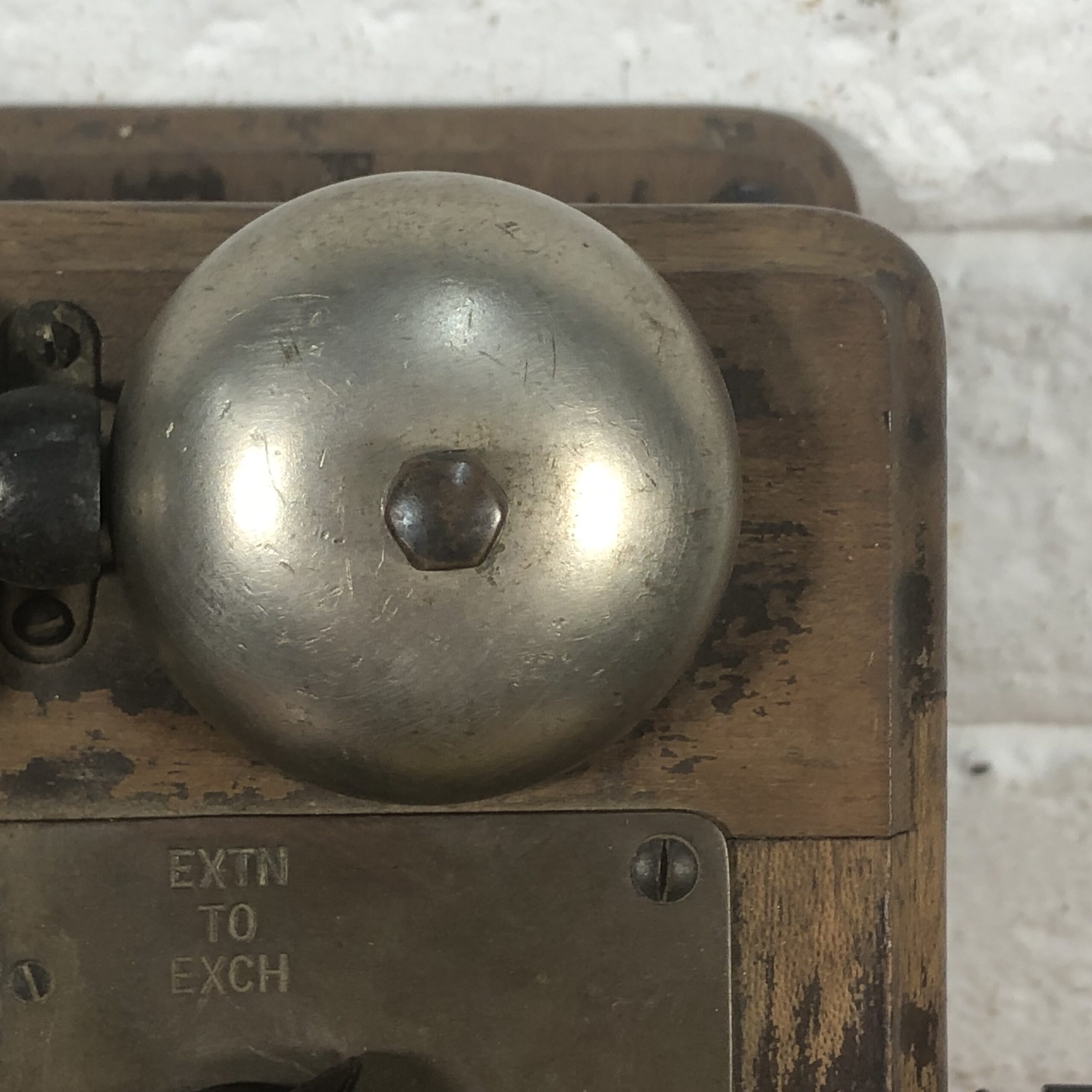 Vintage Wall-Mounted Wood and Brass Telephone - Image 3