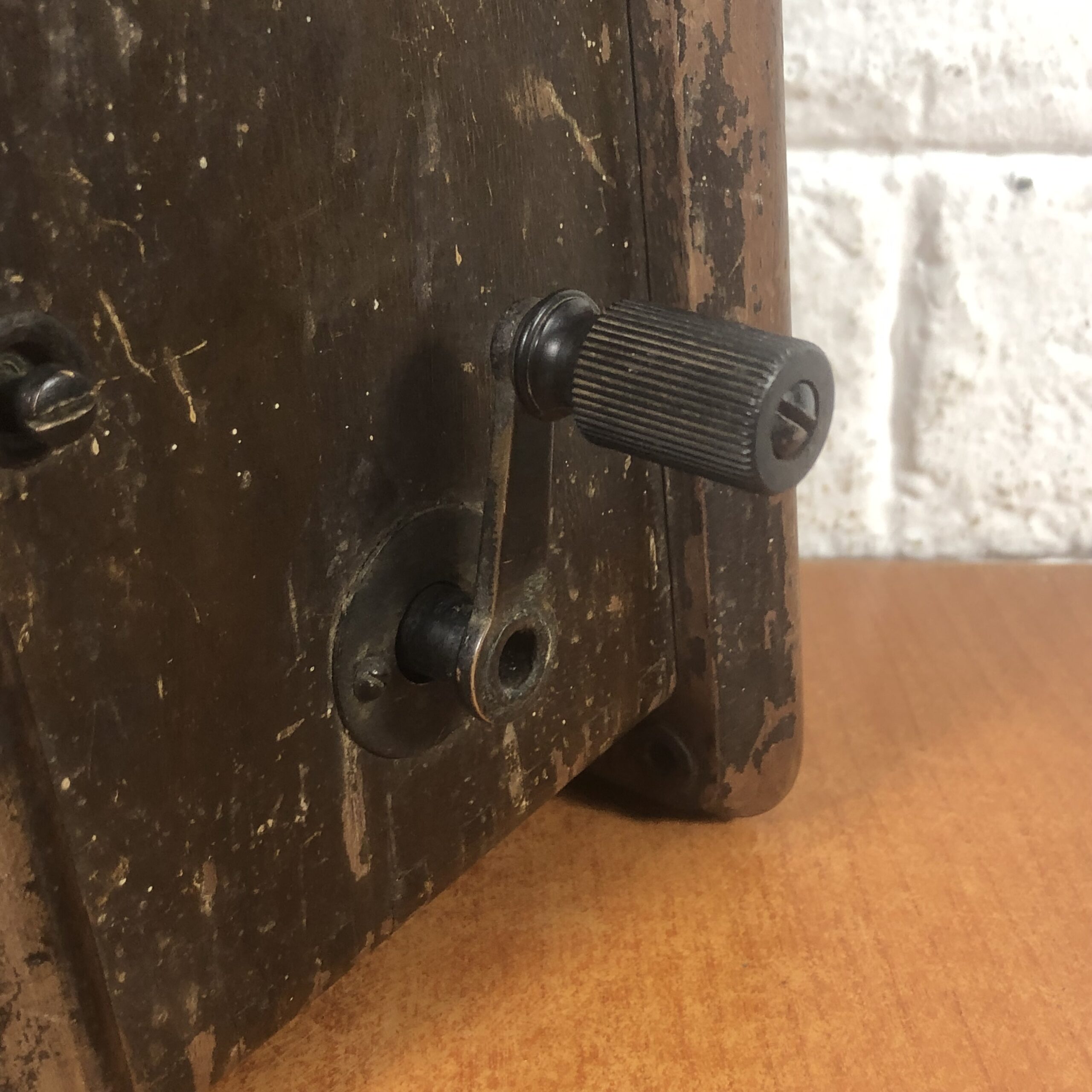 Vintage Wall-Mounted Wood and Brass Telephone - Image 6