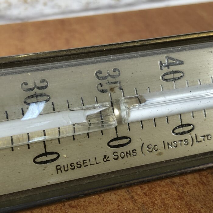 Vintage Brass Russell & Sons Thermometer - Image 5
