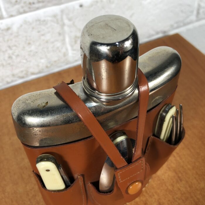 Vintage Hip Flask & Cutlery Set in Leather Case - Image 10