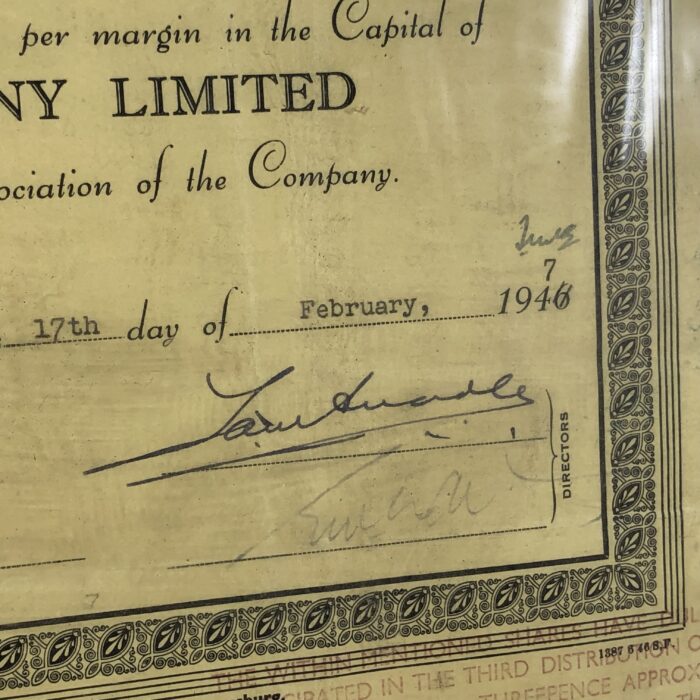 Framed Vintage 1940s Alpha Petrol Company Limited Share Certifcate - Image 7