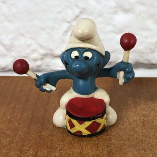 Peyo Drummer Smurf Figurine (Made in West Germany)