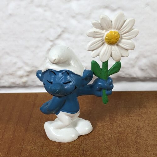 Peyo Smurf Holding a Daisy Figurine (Made in West Germany)