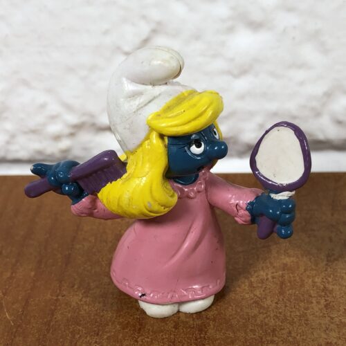 1983 Peyo Vanity Smurfette Figurine (Made in Hong Kong)