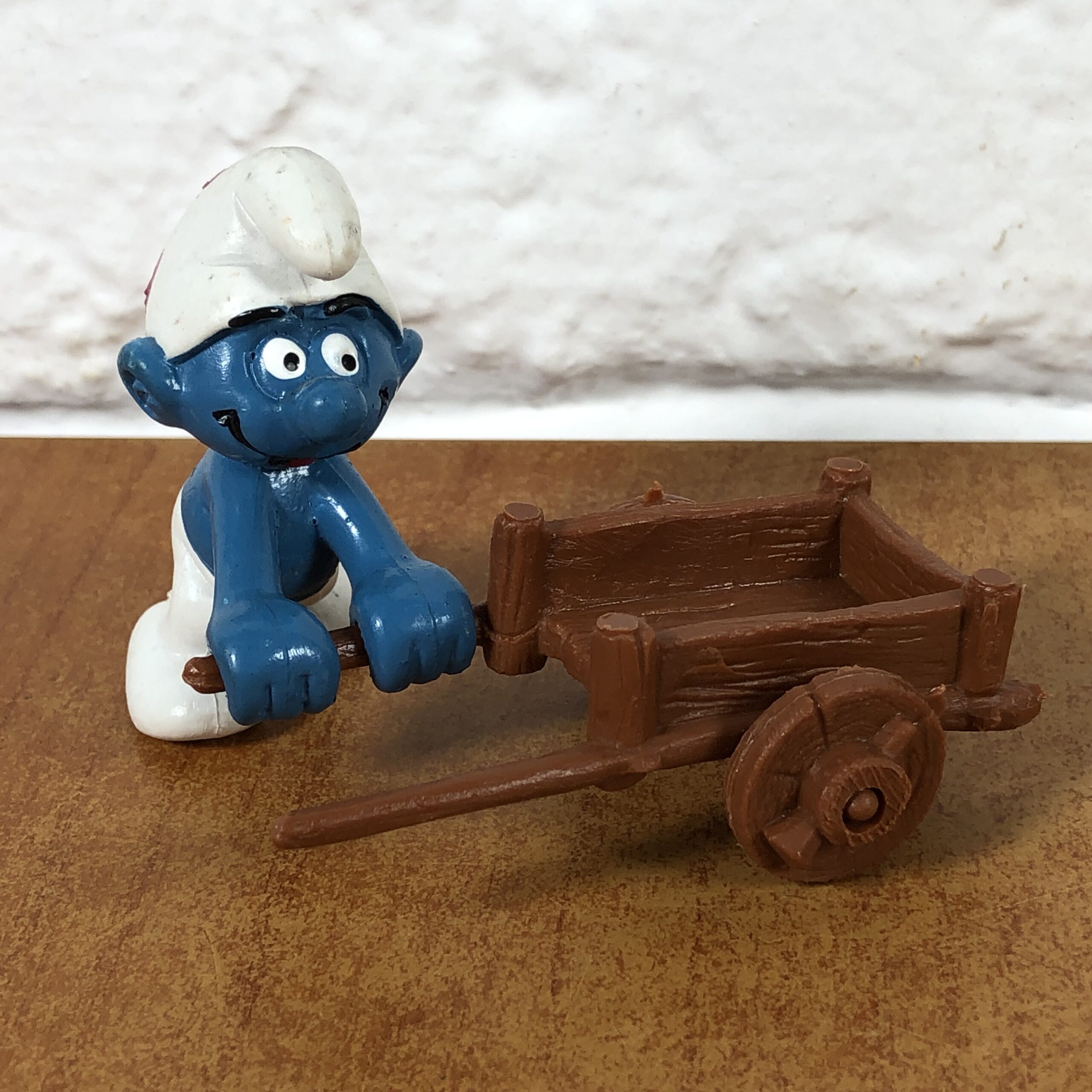 Peyo Wheelbarrow Smurf Figurine (Made in West Germany)