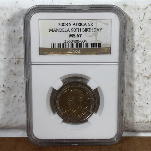 2008 Nelson Mandela 90th Birthday 5 Rand Coin (Graded MS67 by NGC)