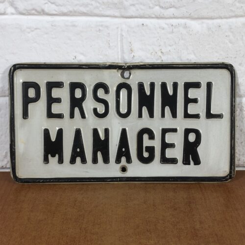 Vintage Embossed 'Personnel Manager' Sign