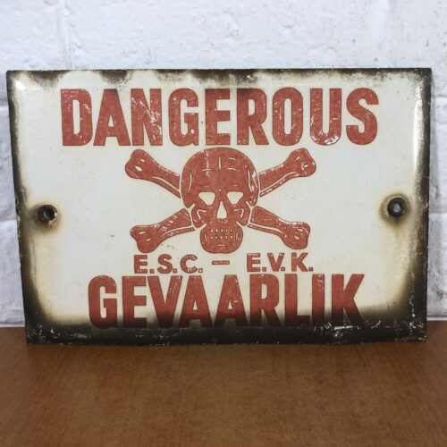 Vintage Enamel Danger Sign