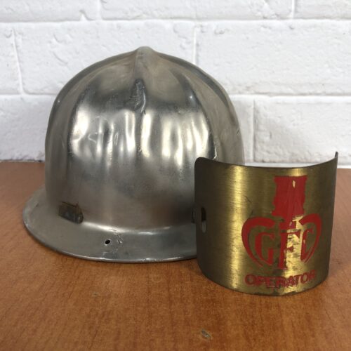 Vintage Mining Helmet & Brass Plaque