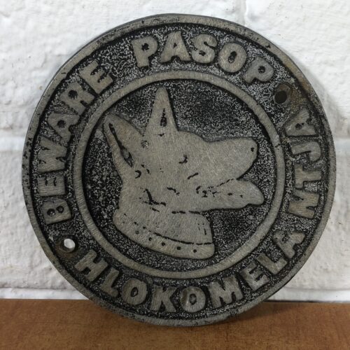 Vintage Cast Aluminium 'Beware of the Dog' Sign