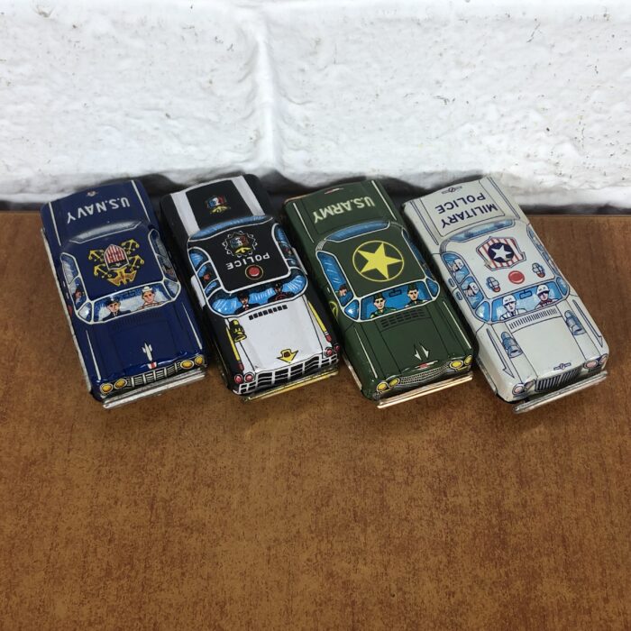 Miniature Vintage US Police, Navy & Army Tin Toys