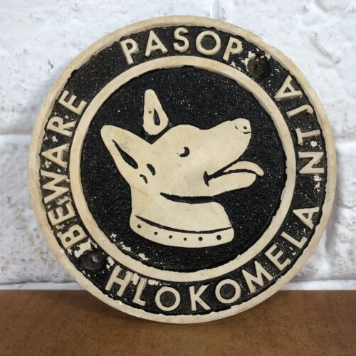 Vintage Cast Aluminium 'Beware of the Dog' Sign