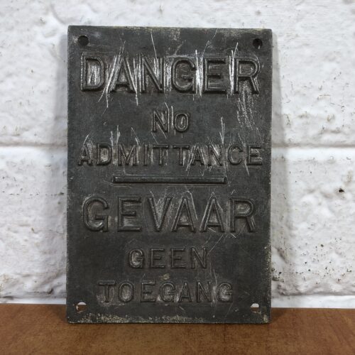 Vintage Cast Aluminium Danger Sign