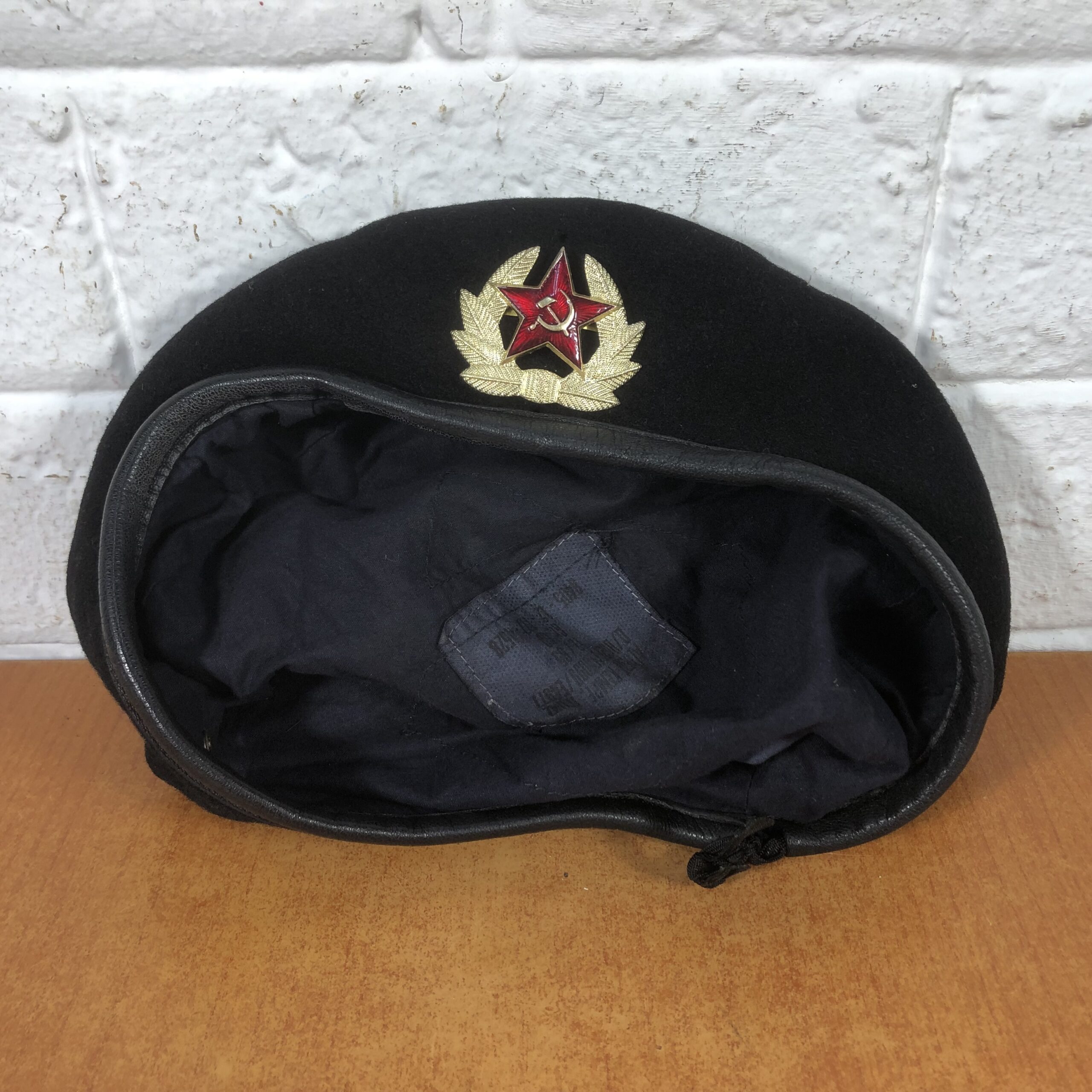Vintage Military Beret with Soviet USSR Badge